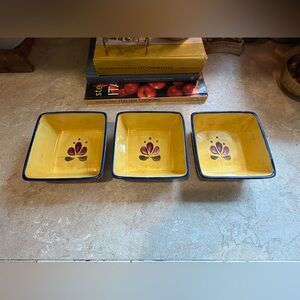 Home & Garden Party Welcome Home 5.25" square stoneware bowls set of 3